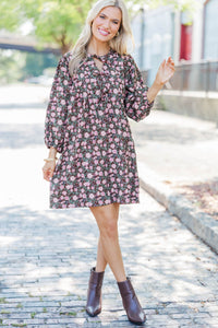 Chestnut Blossoms Brown Floral Dress