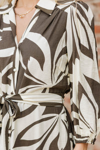 Making My Way Olive Floral Midi Dress