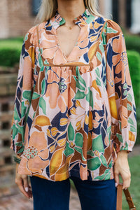Into The Groove Brown Floral Blouse