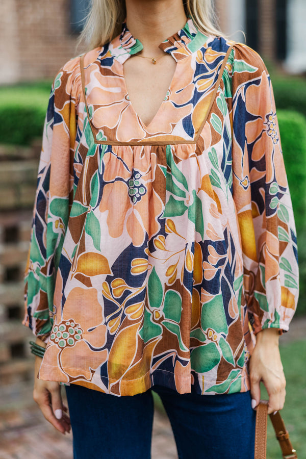 Into The Groove Brown Floral Blouse