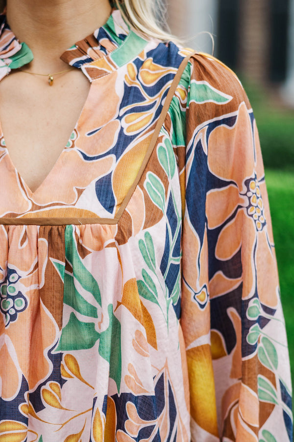 Into The Groove Brown Floral Blouse