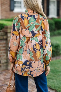 Into The Groove Brown Floral Blouse