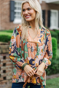 Into The Groove Brown Floral Blouse