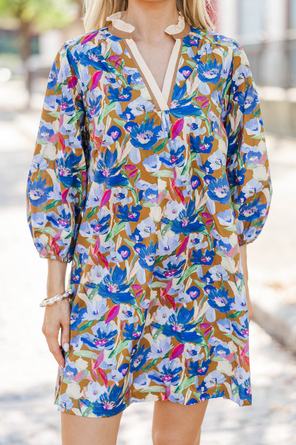 Shaking Things Up Brown Floral Dress