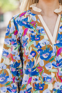 Shaking Things Up Brown Floral Dress