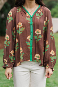 Sweeter Than Honey Brown Floral Blouse