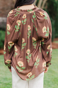 Sweeter Than Honey Brown Floral Blouse