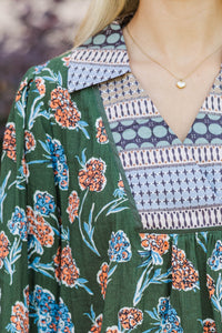 Pattern Play Green Floral Blouse