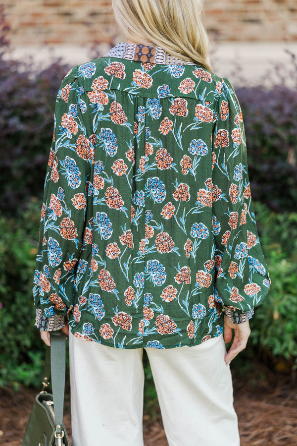 Pattern Play Green Floral Blouse