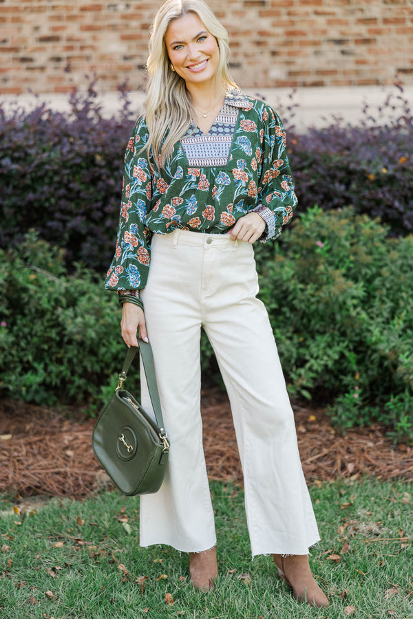 Pattern Play Green Floral Blouse