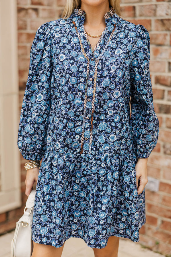 Like A Dream Navy Floral Babydoll Dress