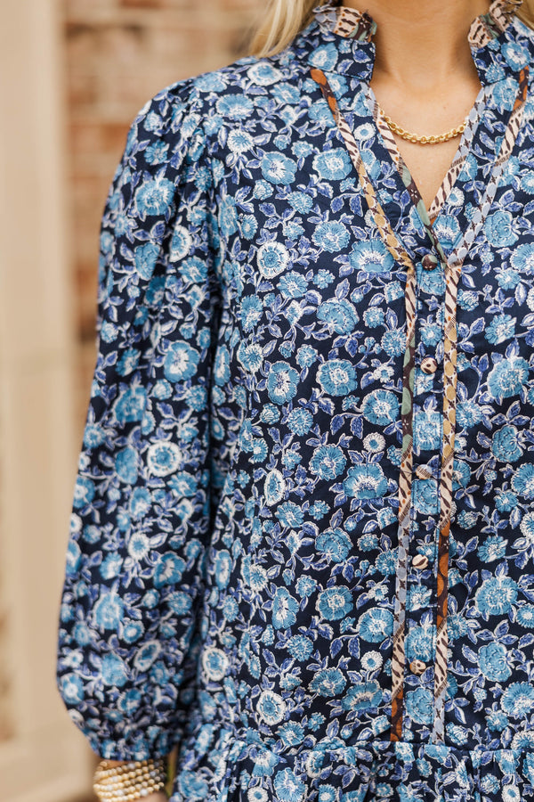 Like A Dream Navy Floral Babydoll Dress