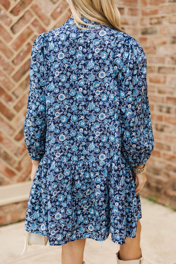 Like A Dream Navy Floral Babydoll Dress