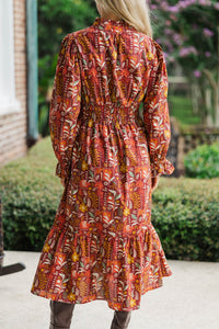 Gracefully As She Goes Burgundy Floral Midi Dress