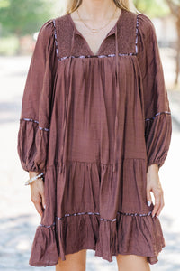 Fall For Me Brown Babydoll Dress
