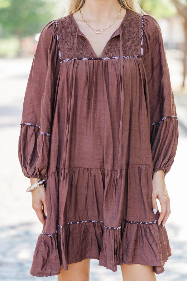 Fall For Me Brown Babydoll Dress
