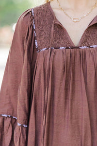 Fall For Me Brown Babydoll Dress