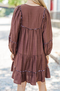 Fall For Me Brown Babydoll Dress