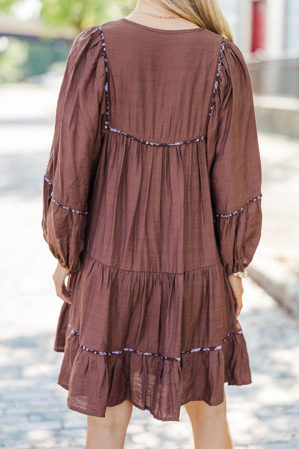 Fall For Me Brown Babydoll Dress