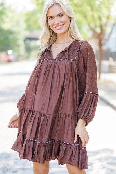 baby brown dress Fall For Me Babydoll Dress, Medium - The Mint Julep Boutique Height:5.8 ft The Regular Cup option quiet luxury dress Eternal Wander Maxi Dress