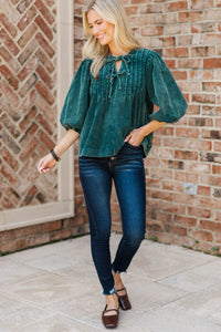 On Another Note Teal Puff Sleeve Blouse