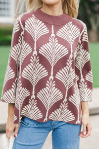 Want It My Way Brown Medallion Mock Neck Sweater