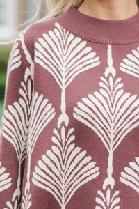 Want It My Way Brown Medallion Mock Neck Sweater