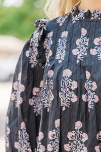 Keeping It Cool Black Floral Medallion Dress