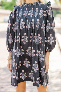Keeping It Cool Black Floral Medallion Dress