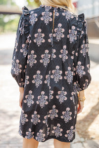 Keeping It Cool Black Floral Medallion Dress