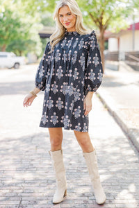 Keeping It Cool Black Floral Medallion Dress