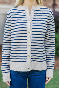 Read Your Mind Navy Striped Button-Up Cardigan