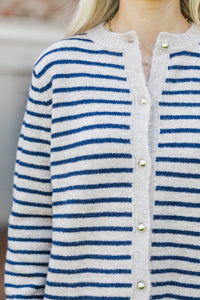 Read Your Mind Navy Striped Button-Up Cardigan
