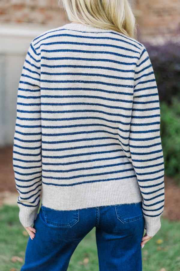 Read Your Mind Navy Striped Button-Up Cardigan