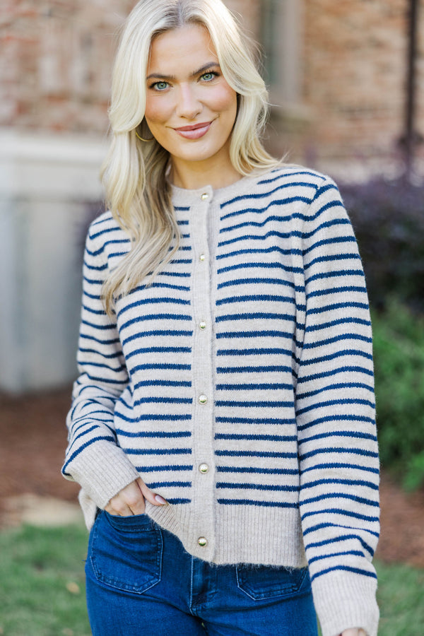 Read Your Mind Navy Striped Button-Up Cardigan