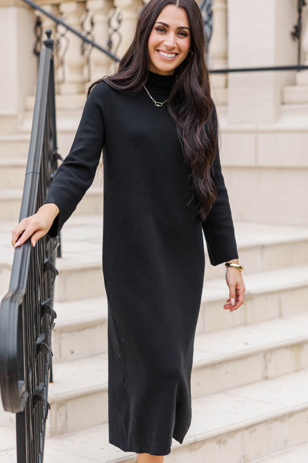 Effortlessly Yours Black Sweater Dress