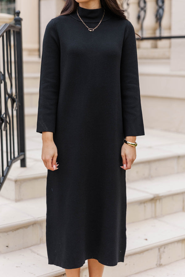 Effortlessly Yours Black Sweater Dress