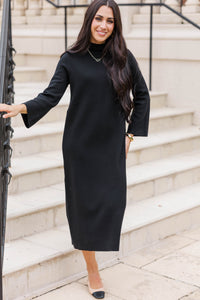 Effortlessly Yours Black Sweater Dress