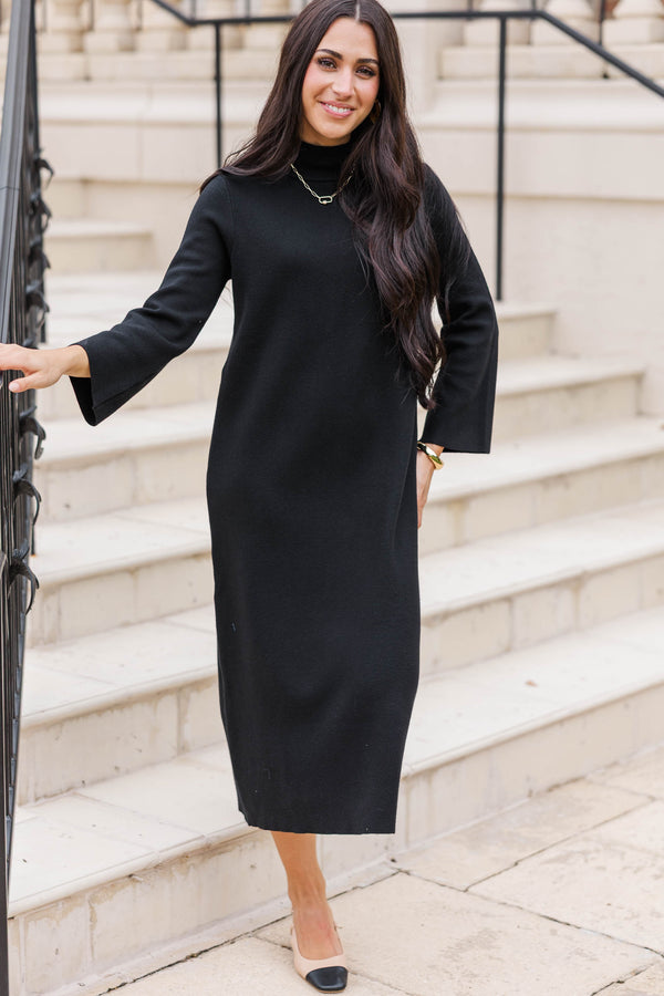 Effortlessly Yours Black Sweater Dress
