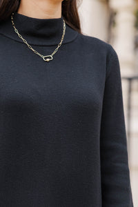 Effortlessly Yours Black Sweater Dress