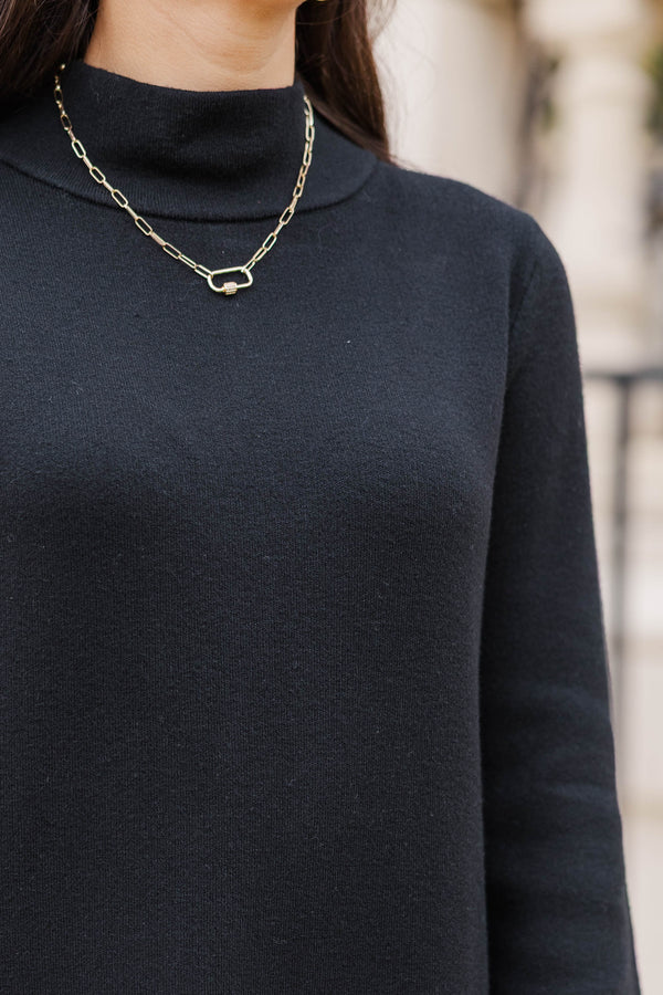 Effortlessly Yours Black Sweater Dress