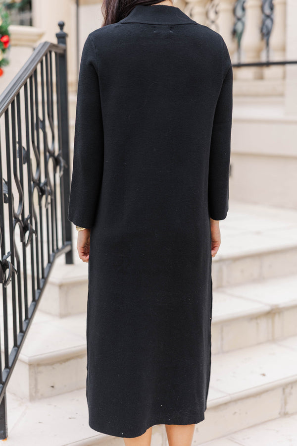 Effortlessly Yours Black Sweater Dress