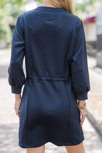 Sweet To Me Navy Cable Knit Dress