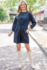 Sweet To Me Navy Cable Knit Dress