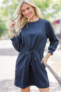 Sweet To Me Navy Cable Knit Dress