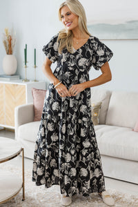 NURSING COLLECTION: Falling In Love Black Floral Maxi Dress