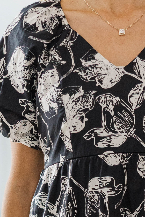 NURSING COLLECTION: Falling In Love Black Floral Maxi Dress