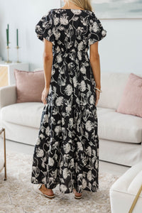 NURSING COLLECTION: Falling In Love Black Floral Maxi Dress