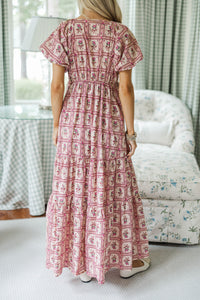 NURSING COLLECTION: Falling In Love Mauve Bow Print Maxi Dress
