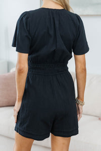NURSING COLLECTION: Moment By Moment Black Romper